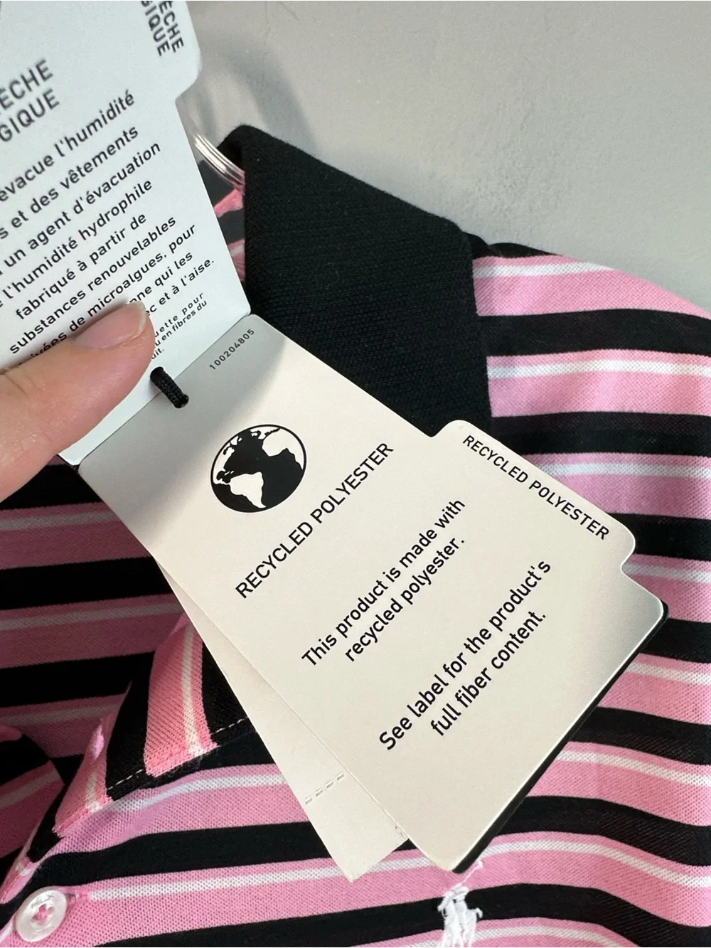 NWT RLX Ralph Lauren Pink And Black Stripe Polo Shirt Size L Golf